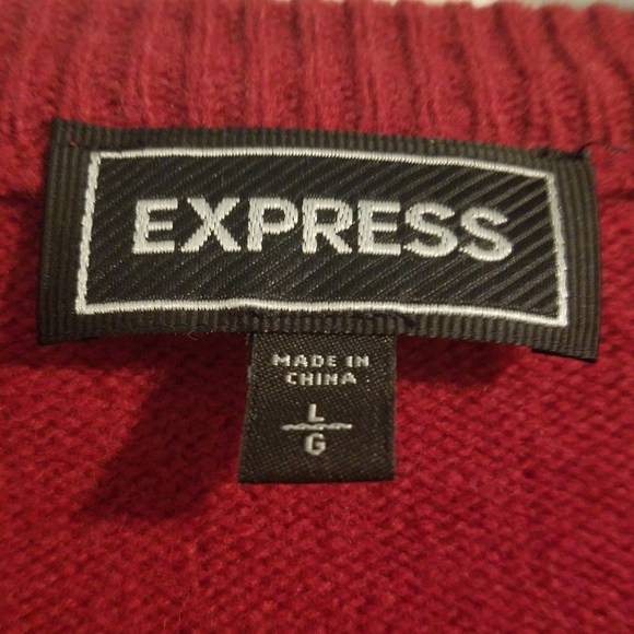 Express Wool Dark Red Crew Neck Sweater - Picture 2 of 3
